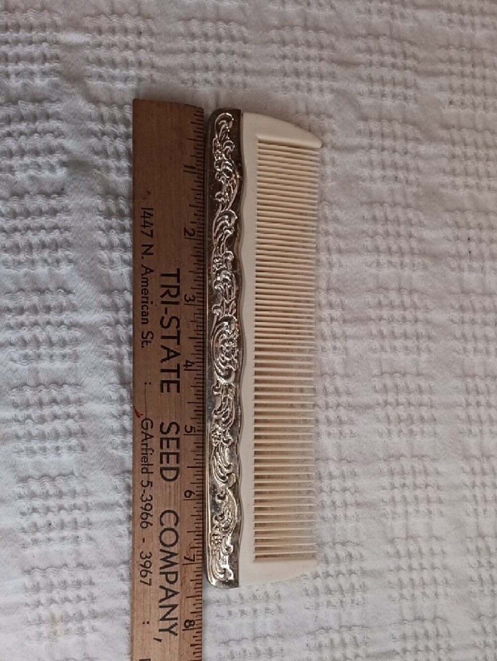 Ornate Silver Plate Vanity Set Mirror Brush & Comb Vintage Hong Kong - Picture 10 of 12